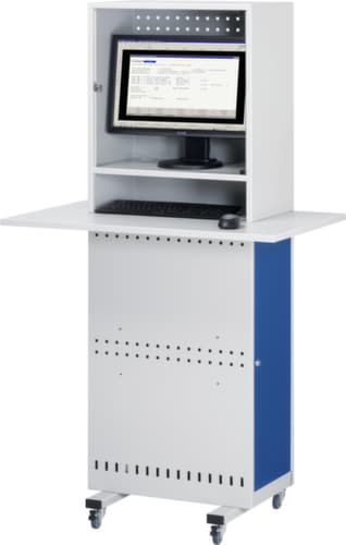 RAU Armoire pour PC mobiles Slim Line, RAL7035 gris clair/RAL5010 bleu gentiane