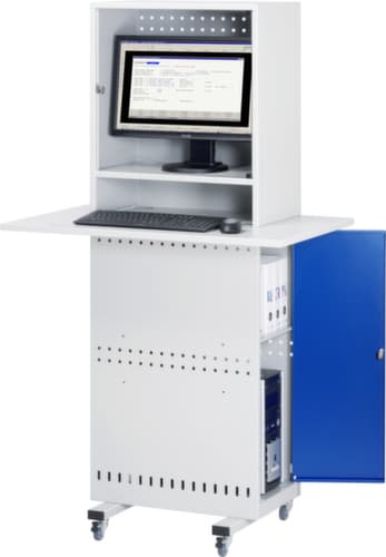 RAU Armoire pour PC mobiles Slim Line, RAL7035 gris clair/RAL5010 bleu gentiane