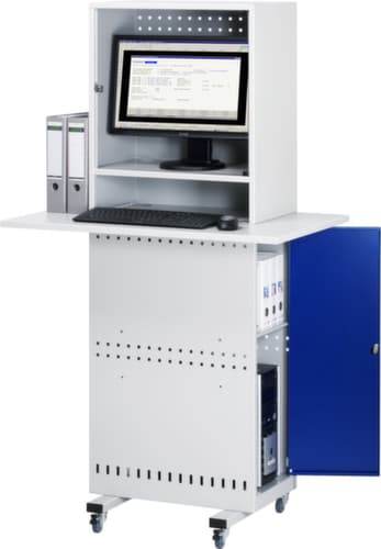 RAU Armoire pour PC mobiles Slim Line, RAL7035 gris clair/RAL5010 bleu gentiane