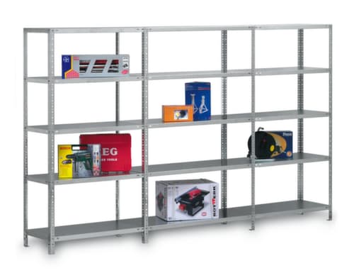 hofe Rayonnage à boulonner élément suivant, 5 tablettes, avec revêtement en zinc anti-corrosion
