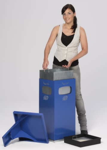 VAR Cendrier poubelle avec 3 ouvertures d'introduction, bleu gentiane