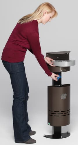 VAR Cendrier poubelle H 98 avec toit de protection, marron foncé