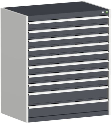 bott Armoire à tiroirs cubio surface de base 1050x650 mm, 10 tiroir(s), RAL7035 gris clair/RAL7016 gris anthracite