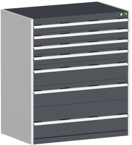 bott Armoire à tiroirs cubio surface de base 1050x650 mm, 7 tiroir(s), RAL7035 gris clair/RAL7016 gris anthracite