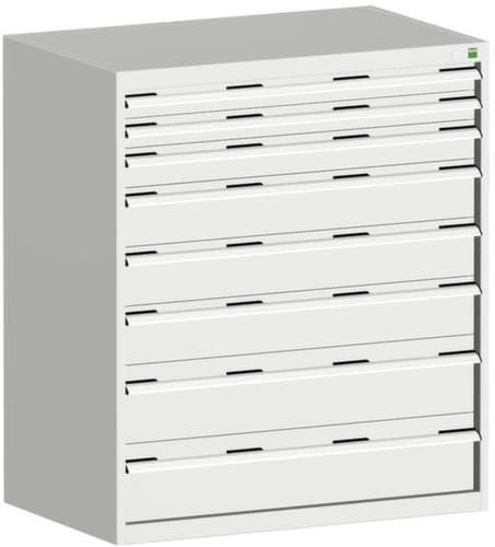 bott Armoire à tiroirs cubio surface de base 1050x750 mm, 8 tiroir(s), RAL7035 gris clair/RAL7035 gris clair