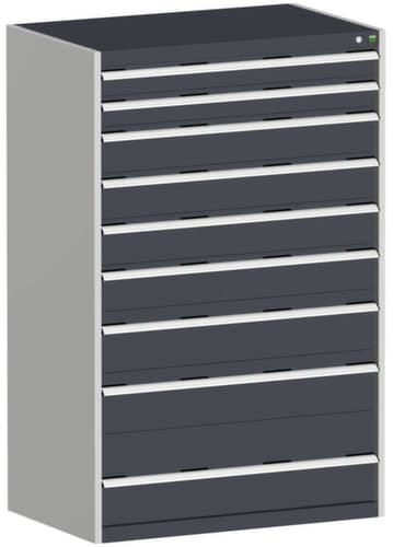 bott Armoire à tiroirs cubio surface de base 1050x650 mm, 9 tiroir(s), RAL7035 gris clair/RAL7016 gris anthracite