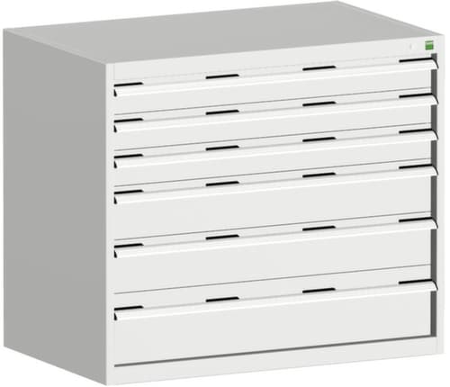 bott Armoire à tiroirs cubio surface de base 1050x750 mm, 6 tiroir(s), RAL7035 gris clair/RAL7035 gris clair