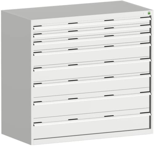 bott Armoire à tiroirs cubio surface de base 1300x750 mm, 8 tiroir(s), RAL7035 gris clair/RAL7035 gris clair