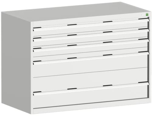 bott Armoire à tiroirs cubio surface de base 1300x750 mm, 5 tiroir(s), RAL7035 gris clair/RAL7035 gris clair