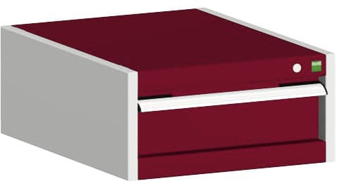 bott Armoire à tiroirs cubio surface de base 525x525 mm, 1 tiroir(s), RAL7035 gris clair/RAL3004 rouge pourpre