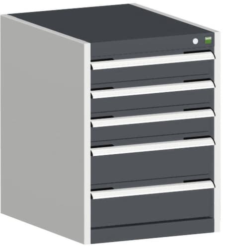 bott Armoire à tiroirs cubio surface de base 525x525 mm, 5 tiroir(s), RAL7035 gris clair/RAL7016 gris anthracite