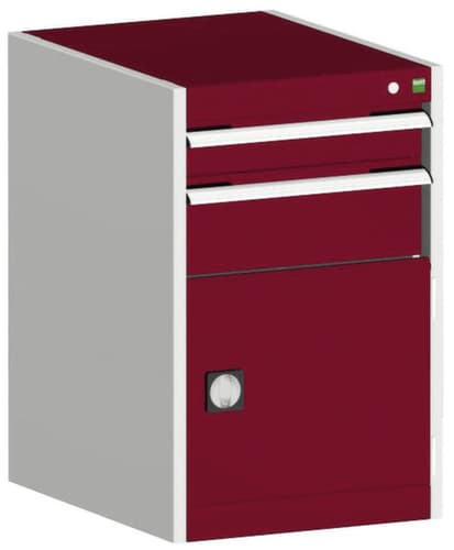 bott Armoire à tiroirs cubio surface de base 525x525 mm, 2 tiroir(s), RAL7035 gris clair/RAL3004 rouge pourpre