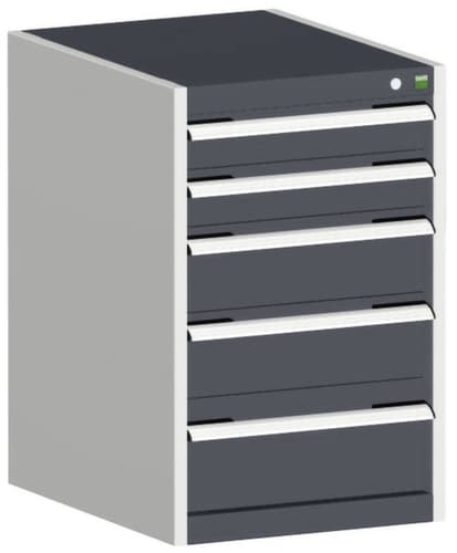 bott Armoire à tiroirs cubio surface de base 525x525 mm, 5 tiroir(s), RAL7035 gris clair/RAL7016 gris anthracite