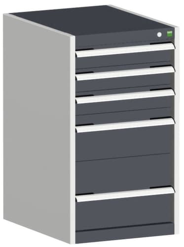 bott Armoire à tiroirs cubio surface de base 525x525 mm, 5 tiroir(s), RAL7035 gris clair/RAL7016 gris anthracite