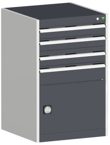 bott Armoire à tiroirs cubio surface de base 650x650 mm, 4 tiroir(s), RAL7035 gris clair/RAL7016 gris anthracite