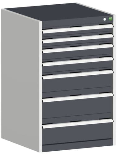 bott Armoire à tiroirs cubio surface de base 650x650 mm, 7 tiroir(s), RAL7035 gris clair/RAL7016 gris anthracite