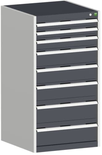 bott Armoire à tiroirs cubio surface de base 650x650 mm, 8 tiroir(s), RAL7035 gris clair/RAL7016 gris anthracite