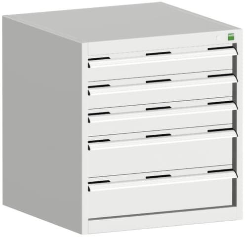 bott Armoire à tiroirs cubio surface de base 650x525 mm, 5 tiroir(s), RAL7035 gris clair/RAL7035 gris clair