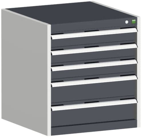 bott Armoire à tiroirs cubio surface de base 650x525 mm, 5 tiroir(s), RAL7035 gris clair/RAL7016 gris anthracite