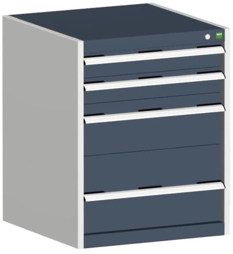 bott Armoire à tiroirs cubio surface de base 650x650 mm, 4 tiroir(s), RAL7035 gris clair/RAL7016 gris anthracite