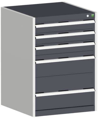 bott Armoire à tiroirs cubio surface de base 650x525 mm, 5 tiroir(s), RAL7035 gris clair/RAL7016 gris anthracite