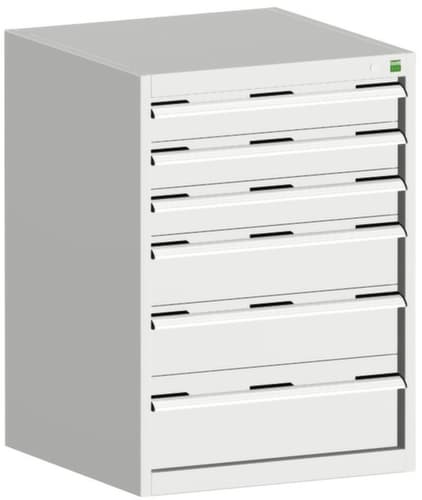 bott Armoire à tiroirs cubio surface de base 650x525 mm, 6 tiroir(s), RAL7035 gris clair/RAL7035 gris clair