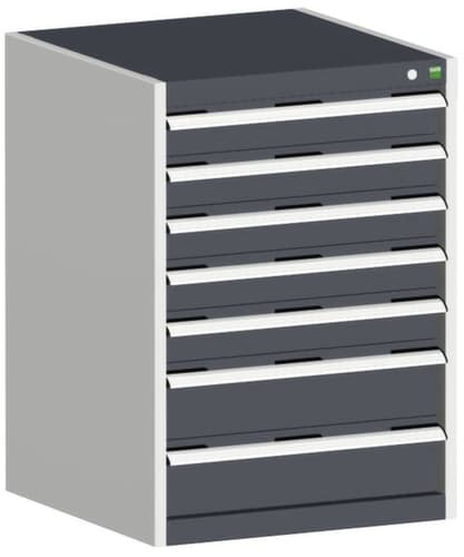 bott Armoire à tiroirs cubio surface de base 650x525 mm, 7 tiroir(s), RAL7035 gris clair/RAL7016 gris anthracite