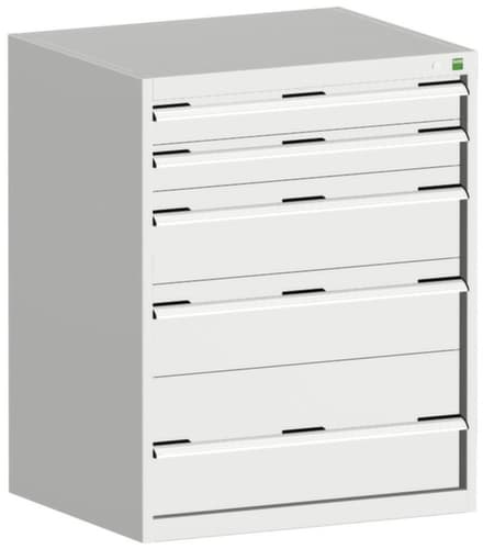 bott Armoire à tiroirs cubio surface de base 800x650 mm, 5 tiroir(s), RAL7035 gris clair/RAL7035 gris clair