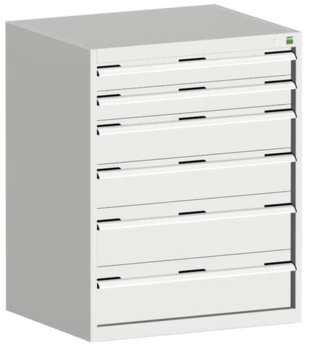bott Armoire à tiroirs cubio surface de base 800x650 mm, 6 tiroir(s), RAL7035 gris clair/RAL7035 gris clair