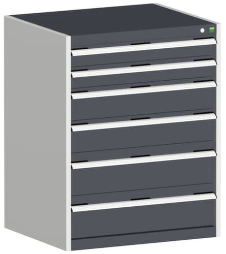 bott Armoire à tiroirs cubio surface de base 800x525 mm, 6 tiroir(s), RAL7035 gris clair/RAL7016 gris anthracite