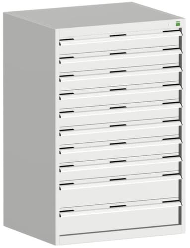 bott Armoire à tiroirs cubio surface de base 800x650 mm, 10 tiroir(s), RAL7035 gris clair/RAL7035 gris clair