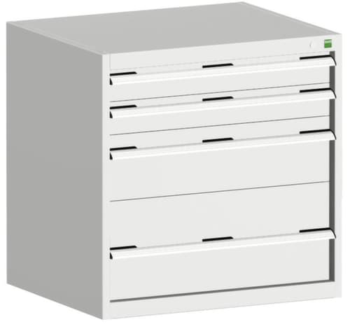 bott Armoire à tiroirs cubio surface de base 800x650 mm, 4 tiroir(s), RAL7035 gris clair/RAL7035 gris clair