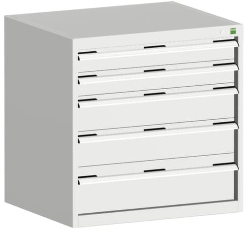 bott Armoire à tiroirs cubio surface de base 800x750 mm, 5 tiroir(s), RAL7035 gris clair/RAL7035 gris clair