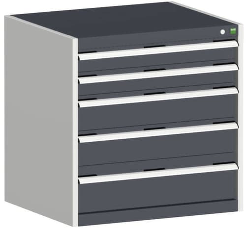 bott Armoire à tiroirs cubio surface de base 800x650 mm, 5 tiroir(s), RAL7035 gris clair/RAL7016 gris anthracite