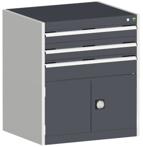 bott Armoire à tiroirs cubio surface de base 800x525 mm, 3 tiroir(s), RAL7035 gris clair/RAL7016 gris anthracite