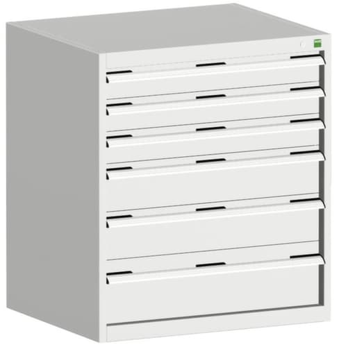bott Armoire à tiroirs cubio surface de base 800x750 mm, 6 tiroir(s), RAL7035 gris clair/RAL7035 gris clair