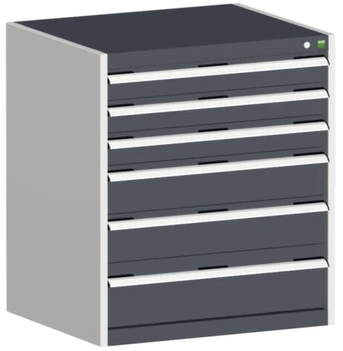 bott Armoire à tiroirs cubio surface de base 800x650 mm, 6 tiroir(s), RAL7035 gris clair/RAL7016 gris anthracite