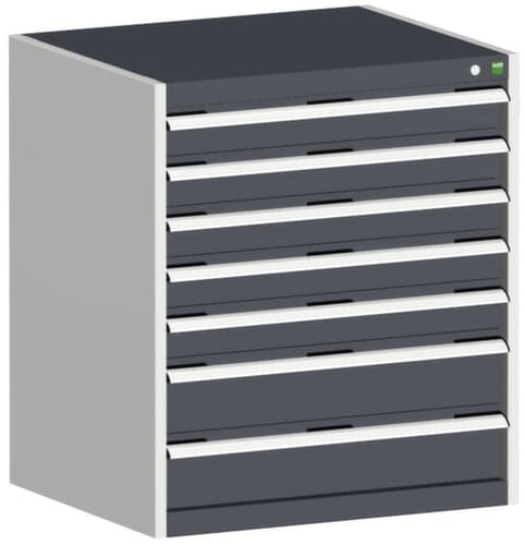 bott Armoire à tiroirs cubio surface de base 800x525 mm, 7 tiroir(s), RAL7035 gris clair/RAL7016 gris anthracite