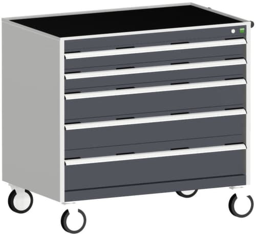 bott Armoire à tiroirs mobile cubio, 5 tiroir(s), RAL7035 gris clair/RAL7016 gris anthracite