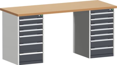 bott Établi modulable stationnaire cubio, 13 tiroirs, RAL7035 gris clair/RAL7016 gris anthracite