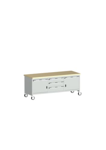 bott Bloc établi mobile cubio, 5 tiroirs, 2 armoires, RAL7035 gris clair/RAL7035 gris clair