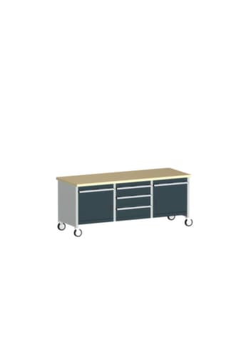 bott Bloc établi mobile cubio, 3 tiroirs, 2 armoires, RAL7035 gris clair/RAL7016 gris anthracite