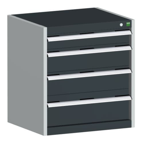 bott Armoire à tiroirs cubio surface de base 650x650 mm, 5 tiroir(s), RAL7035 gris clair/RAL7016 gris anthracite