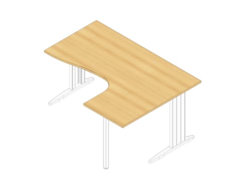 Quadrifoglio Bureau d'angle Practika, piètement en C, largeur 1600 mm, hêtre/blanc