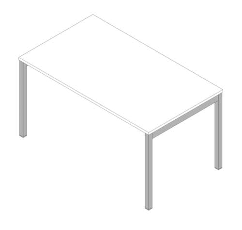 Quadrifoglio Bureau Practika avec piètement 4 pieds, largeur x profondeur 1400 x 800 mm, plaque blanc