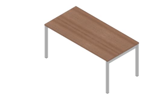 Quadrifoglio Bureau Practika avec piètement 4 pieds, largeur x profondeur 1600 x 800 mm, plaque noyer Canaletto