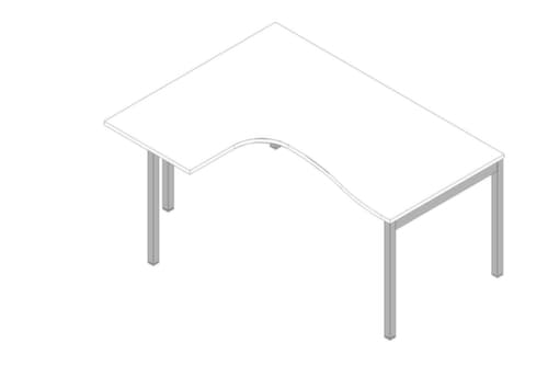 Quadrifoglio Bureau d'angle Practika, piètement 4 pieds, largeur 1600 mm, blanc/alu