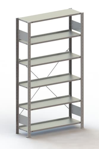 META Rayonnage sans boulons pour classeurs, 6 tablettes, RAL7035 gris clair