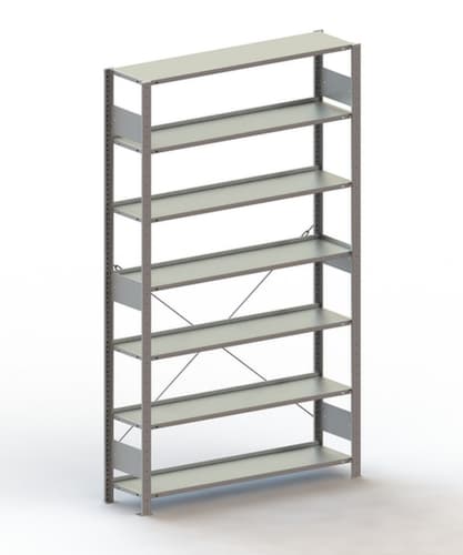 META Rayonnage sans boulons pour classeurs, 7 tablettes, RAL7035 gris clair
