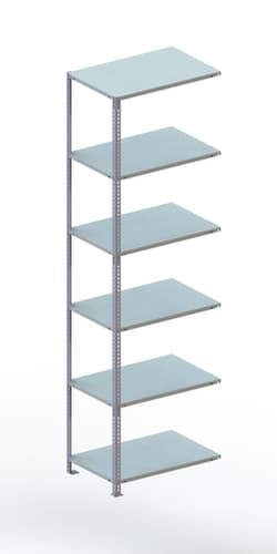 META Rayonnage à boulonner FIX élément suivant, 6 tablettes, avec revêtement en zinc anti-corrosion